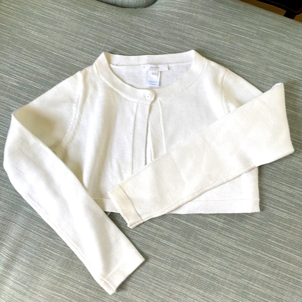 Jacadi Paris white shrug sweater size 8a